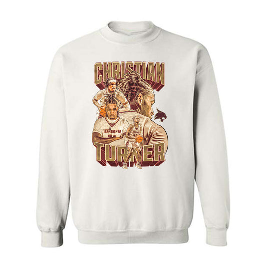 Texas State - NCAA Men's Basketball : Christian Turner - Player Collage Crewneck Sweatshirt-0