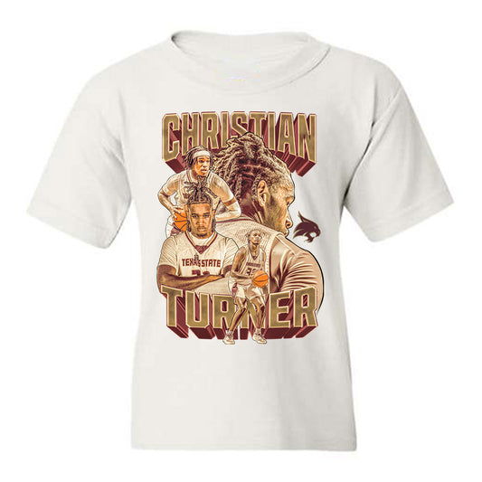 Texas State - NCAA Men's Basketball : Christian Turner - Player Collage Youth T-Shirt-0