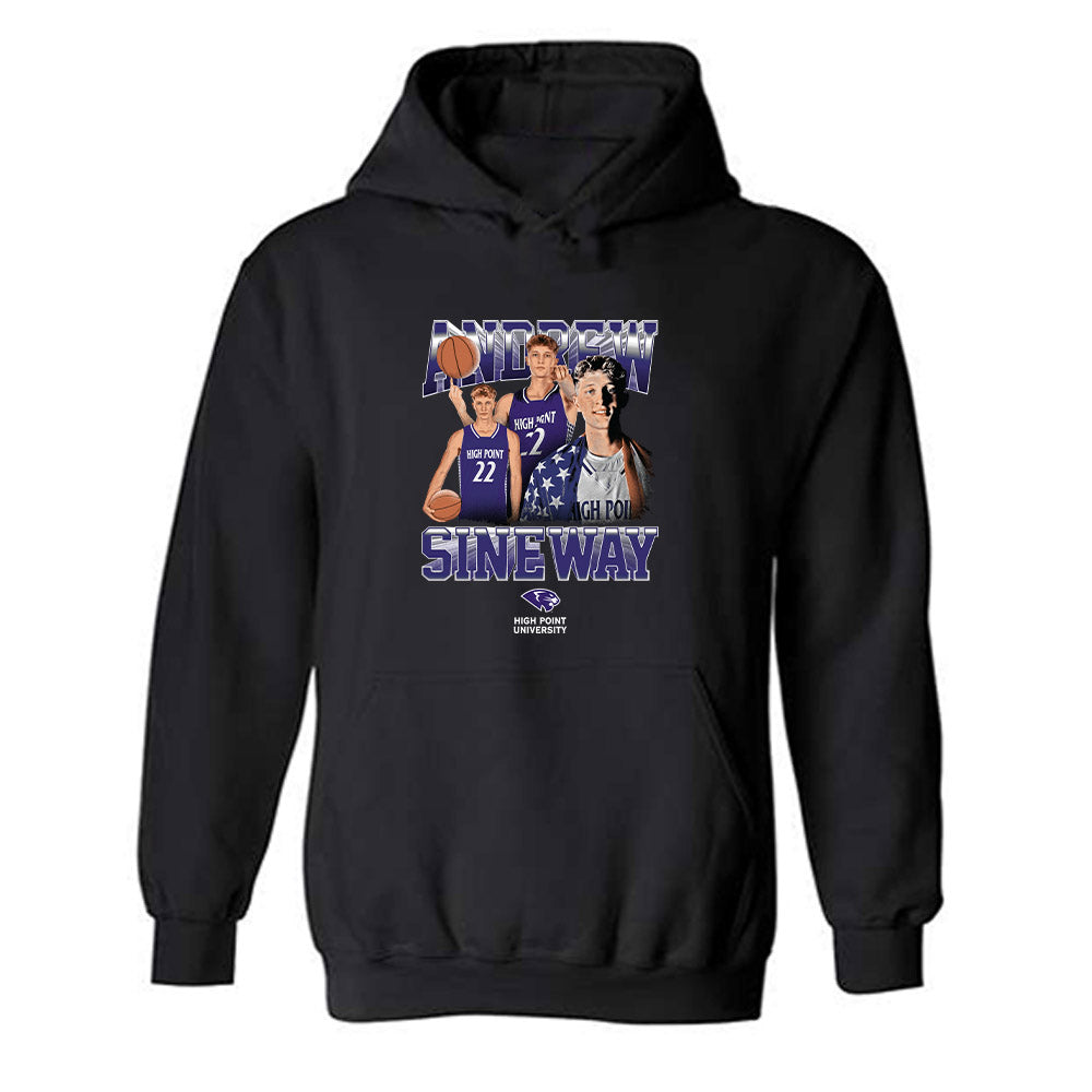 High Point - NCAA Men's Basketball : Andrew Sineway - Player Collage Hooded Sweatshirt-0