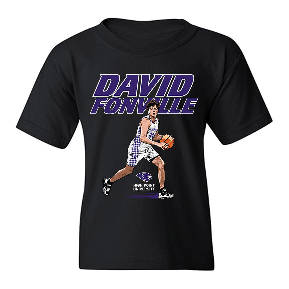 High Point - NCAA Men's Basketball : David Fonville - Player Collage Youth T-Shirt-0