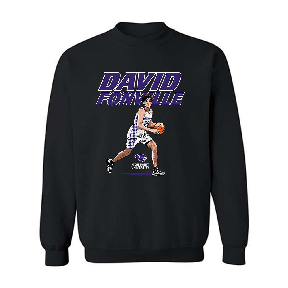 High Point - NCAA Men's Basketball : David Fonville - Player Collage Crewneck Sweatshirt-0