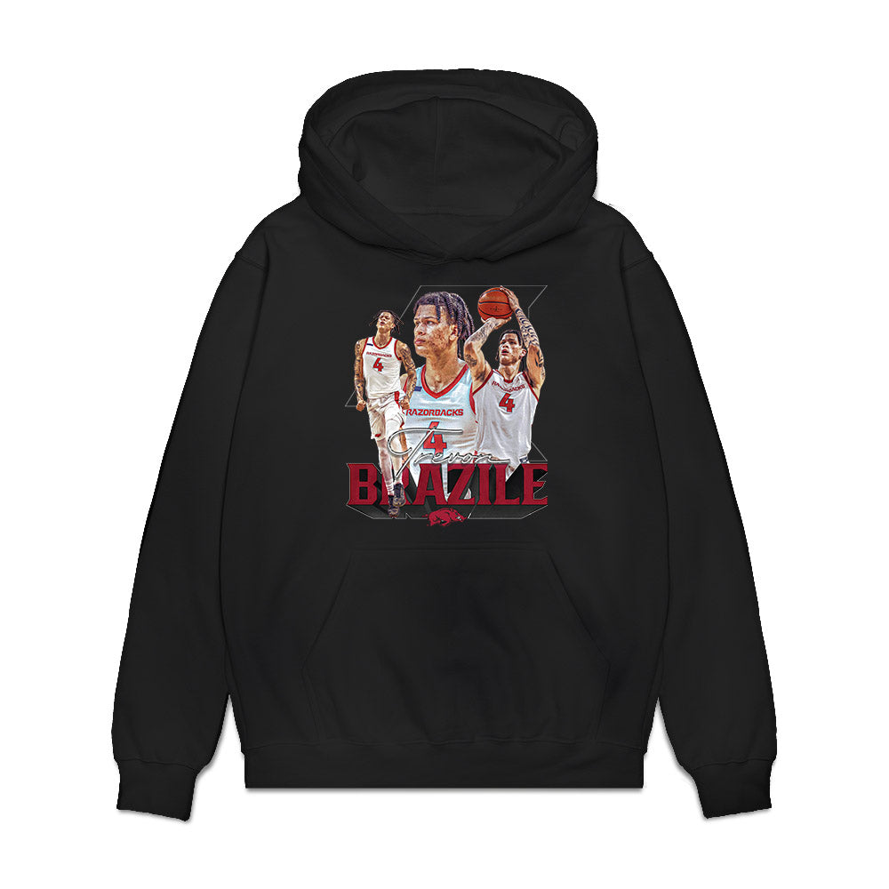 Arkansas - NCAA Men's Basketball : Trevon Brazile - Player Collage Premium Hooded Sweatshirt-0