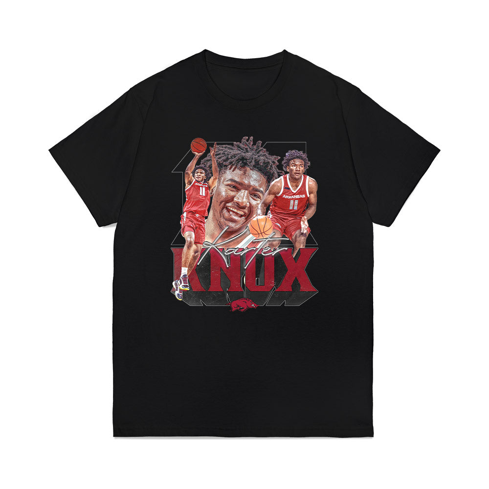 Arkansas - NCAA Men's Basketball : Karter Knox - Player Collage Premium T-Shirt-0