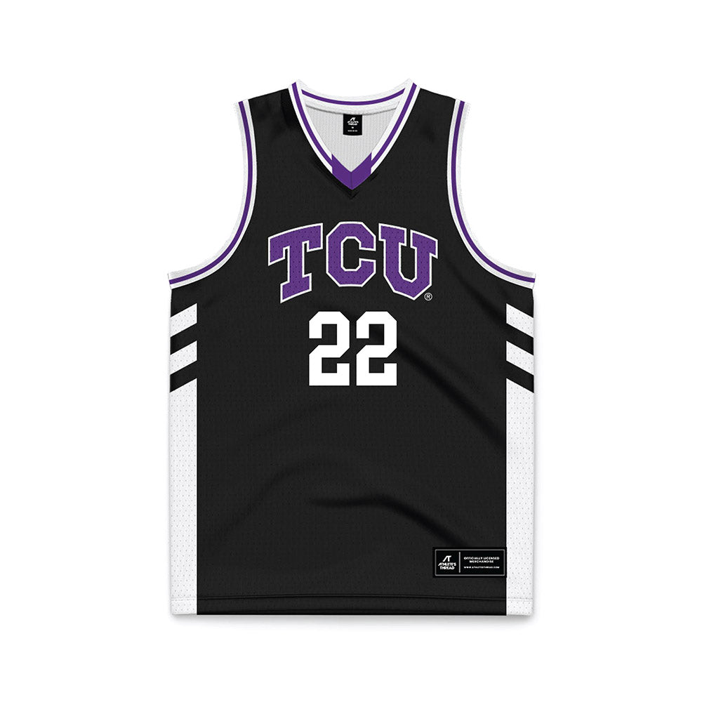 TCU - NCAA Women's Basketball : Maddie Scherr - Black Basketball Jersey-0