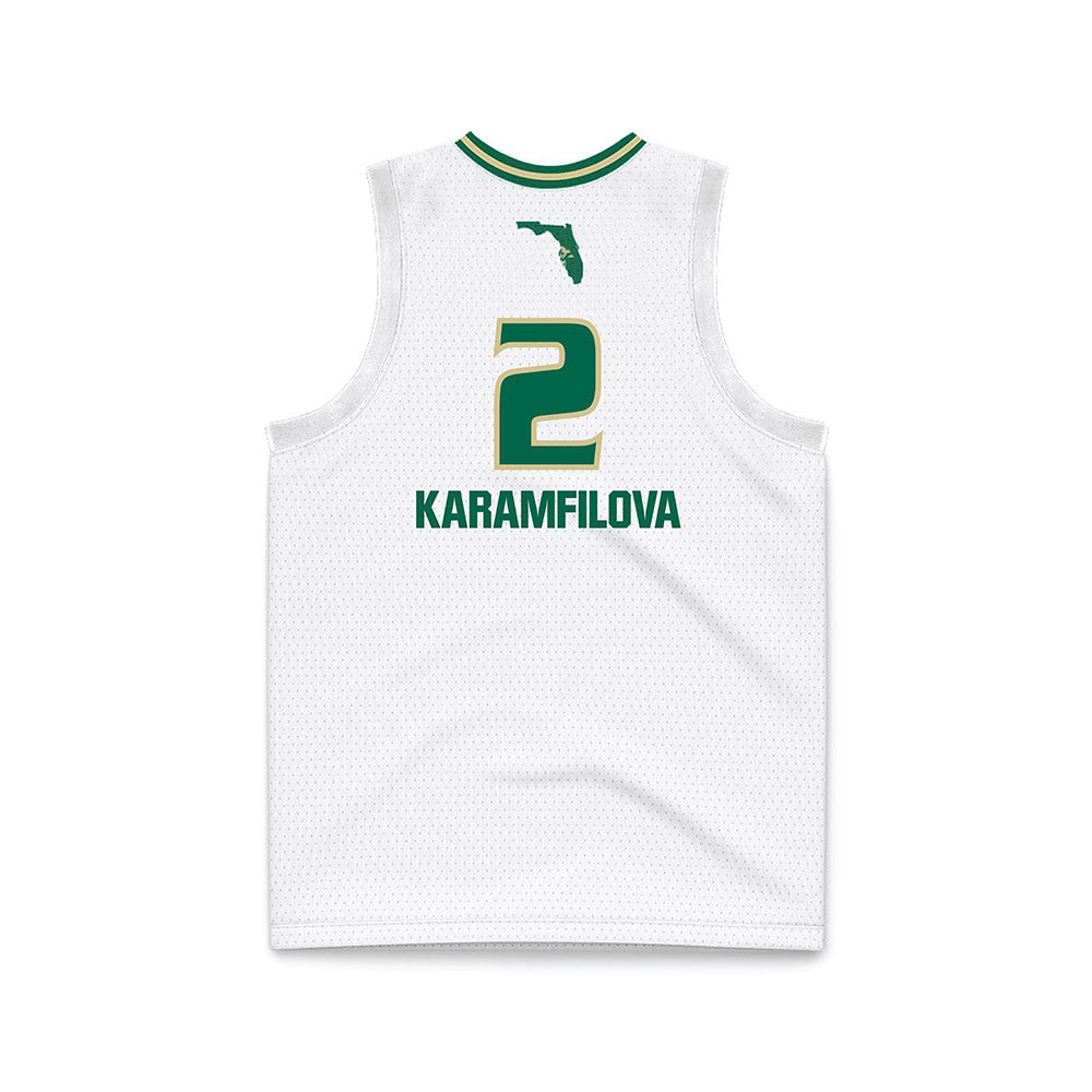 USF - NCAA Women's Basketball : Yana Karamfilova - White Basketball Jersey-1