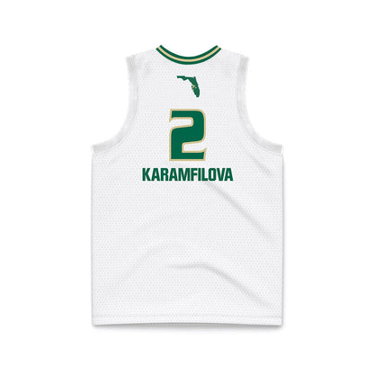 USF - NCAA Women's Basketball : Yana Karamfilova - White Basketball Jersey-1
