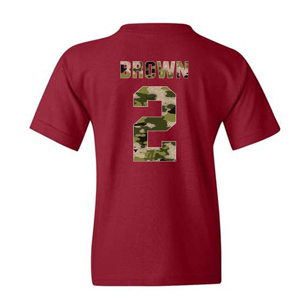 Alabama - NCAA Football : Zabien Brown - Tusk Camo Script A Youth T-Shirt-1