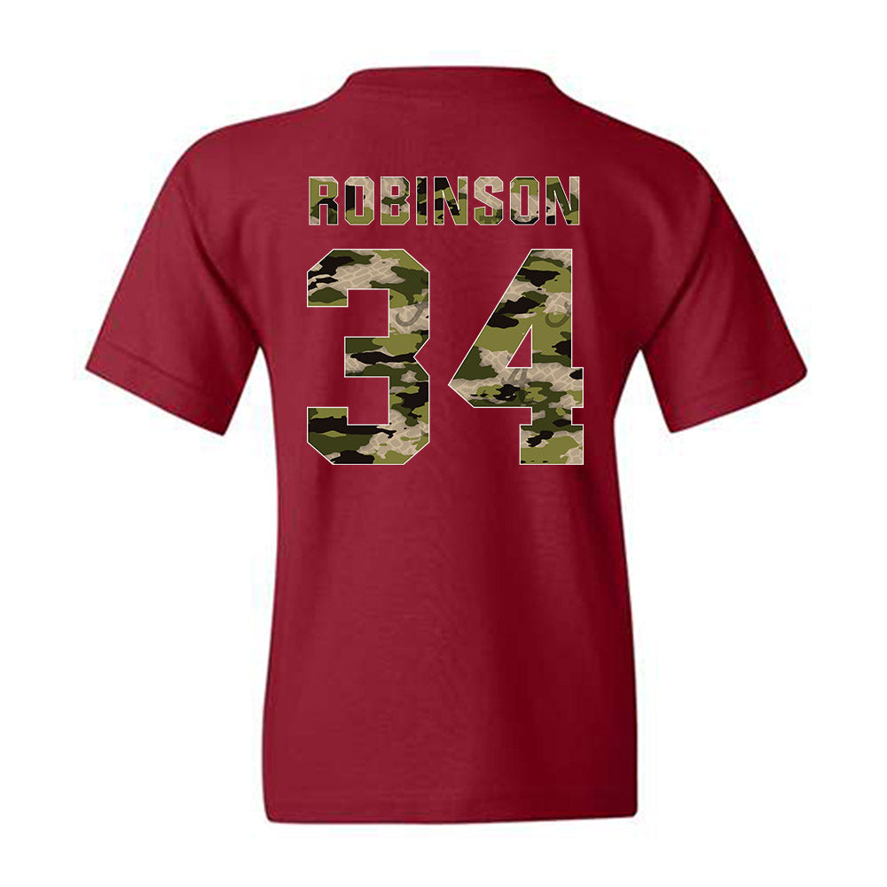 Alabama - NCAA Football : Que Robinson - Tusk Camo Script A Youth T-Shirt-1