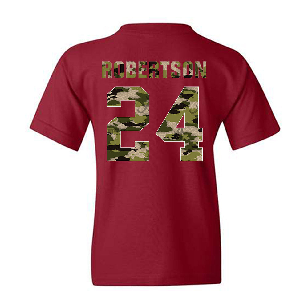 Alabama - NCAA Baseball : Tate Robertson - Tusk Camo Script A Youth T-Shirt-1