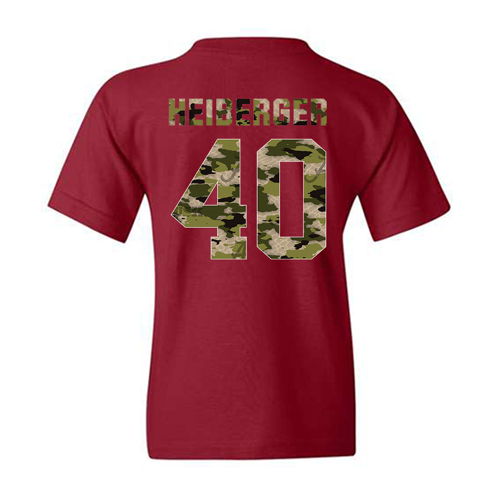 Alabama - NCAA Baseball : Matthew Heiberger - Tusk Camo Script A Youth T-Shirt-1