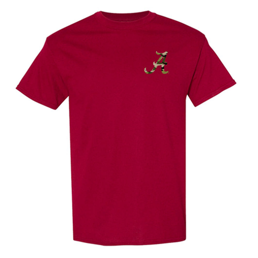 Alabama - NCAA Baseball : JT Blackwood - Tusk Camo Script A T-Shirt-0