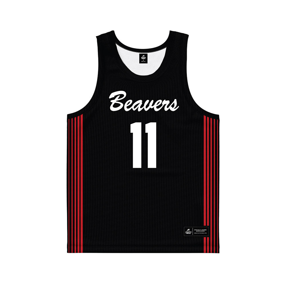 Minot State - NCAA Women's Basketball : Ashley Wacha - Black Basketball Jersey-0