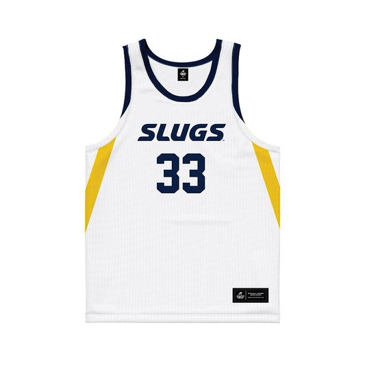 UCSC - NCAA Men's Basketball : Caden Breznikar - White Basketball Jersey-0