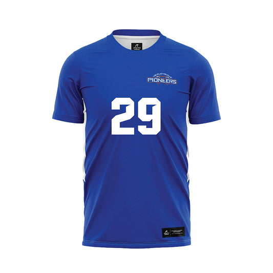 UW Platteville - NCAA Men's Soccer : Caden Wits - Blue Soccer Jersey-0