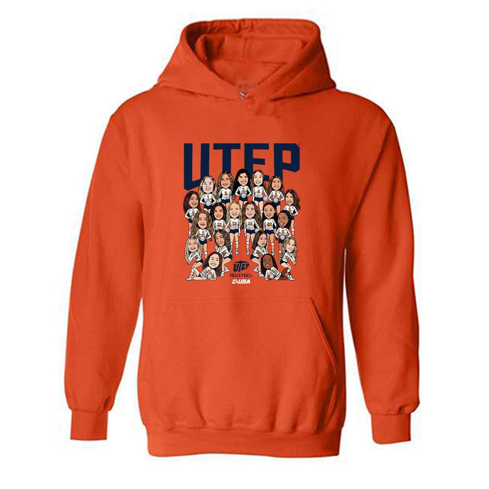UTEP - NCAA Women's Volleyball : - Team Caricature Hooded Sweatshirt-0