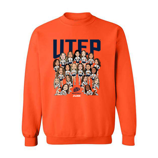 UTEP - NCAA Women's Volleyball : - Team Caricature Crewneck Sweatshirt-0