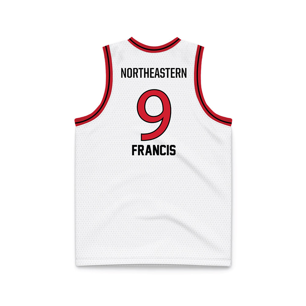 Northeastern - NCAA Men's Basketball : Tyler Francis - White Basketball Jersey-1