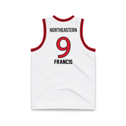 Northeastern - NCAA Men's Basketball : Tyler Francis - White Basketball Jersey-1