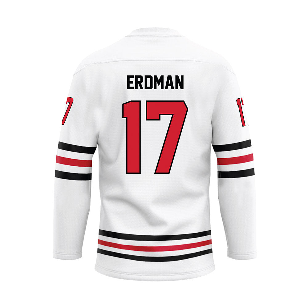 Northeastern - NCAA Men's Ice Hockey : Griffin Erdman - White Hockey Jersey-1