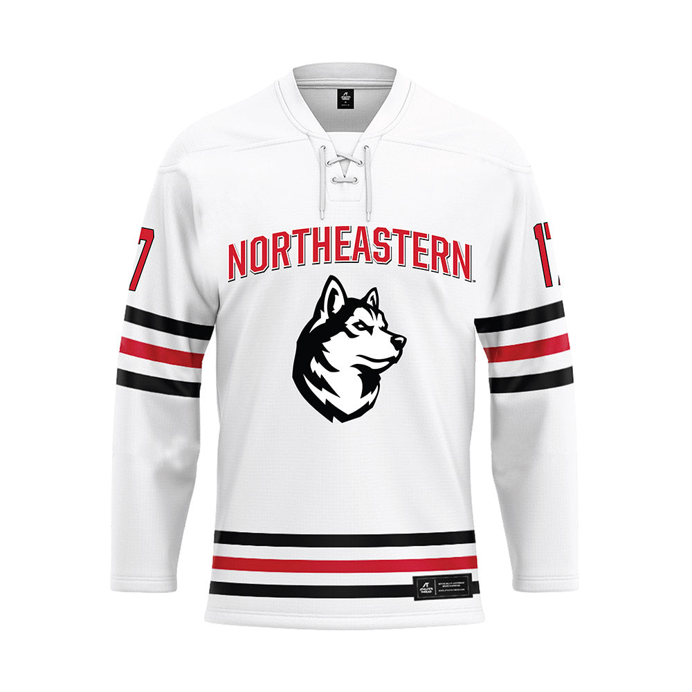 Northeastern - NCAA Men's Ice Hockey : Griffin Erdman - White Hockey Jersey-0