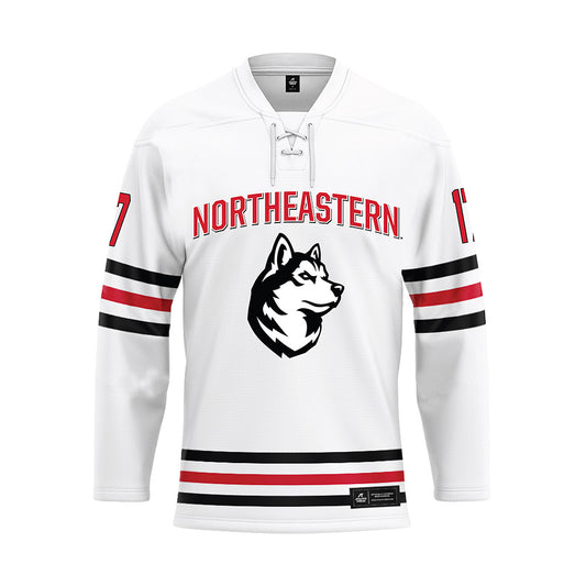 Northeastern - NCAA Men's Ice Hockey : Griffin Erdman - White Hockey Jersey-0