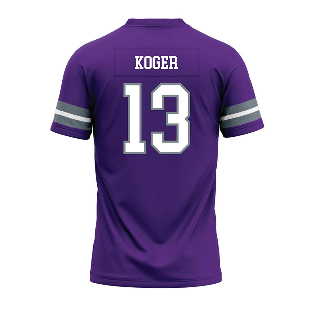 Central Arkansas - NCAA Football : Caleb Koger - Purple Premium Football Jersey-1
