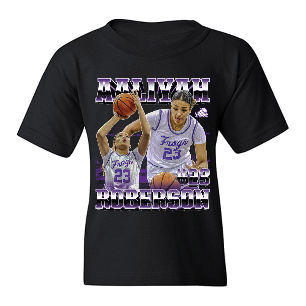 TCU - NCAA Women's Basketball : Aaliyah Roberson - Player Collage Youth T-Shirt-0