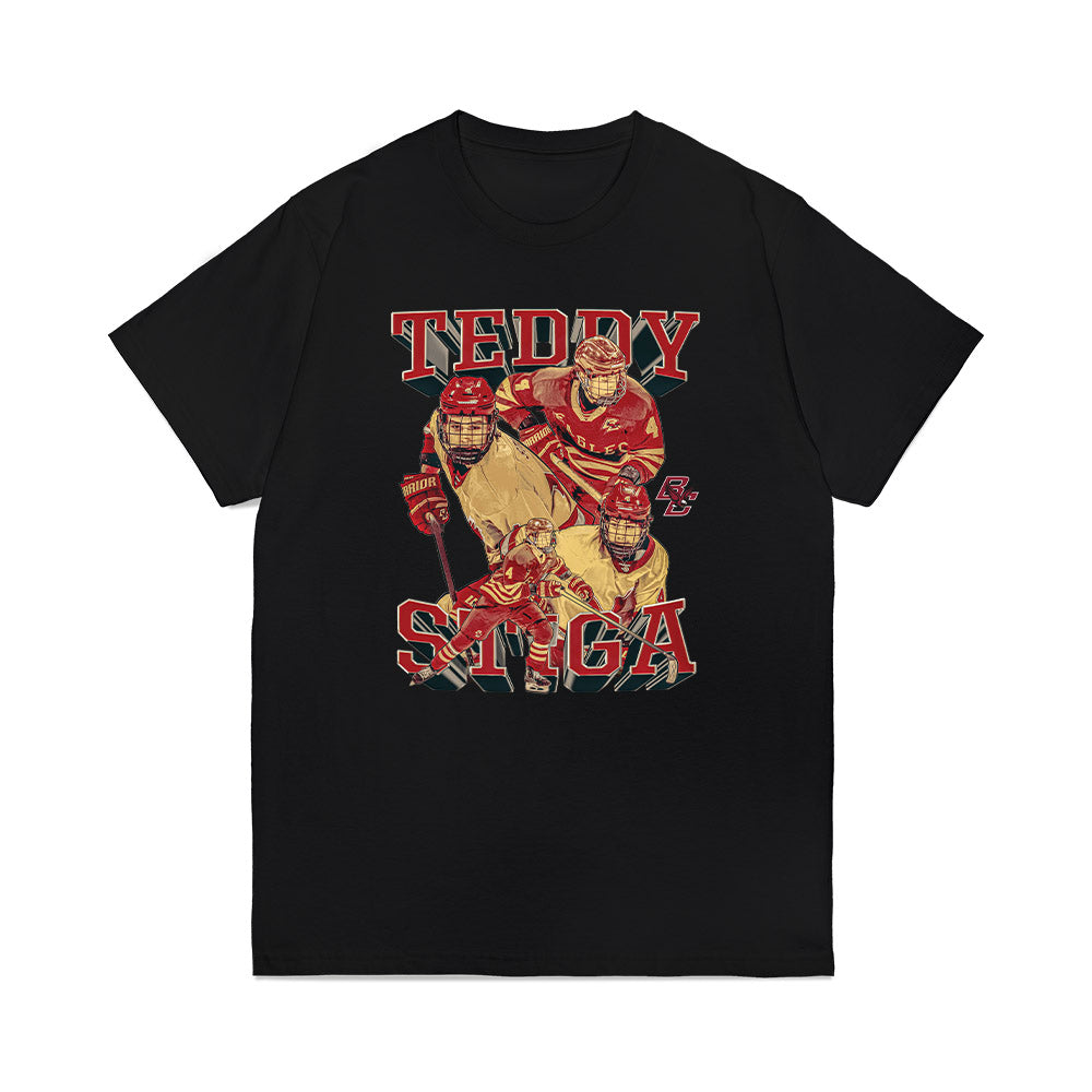 Boston College - NCAA Men's Ice Hockey : Teddy Stiga - Player Collage Premium T-Shirt-0