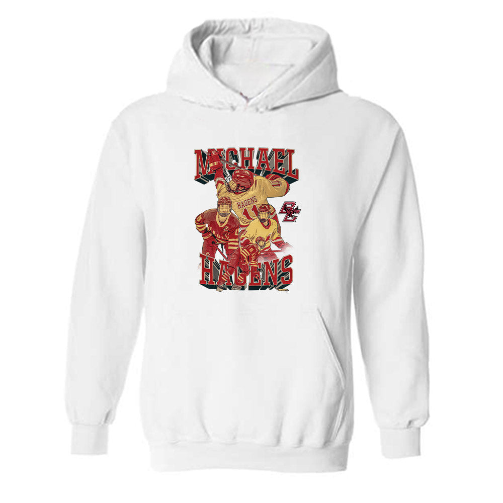 Boston College - NCAA Men's Ice Hockey : Michael Hagens - Player Collage Hooded Sweatshirt-0