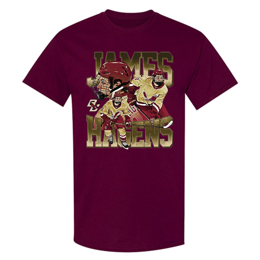 Boston College - NCAA Men's Ice Hockey : James Hagens - Player Collage T-Shirt-0