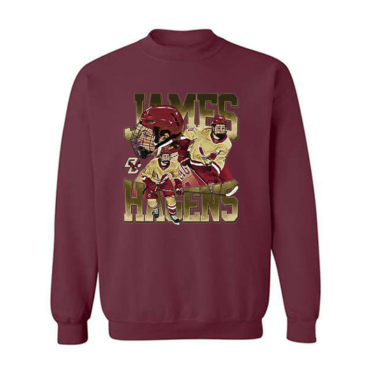Boston College - NCAA Men's Ice Hockey : James Hagens - Player Collage Crewneck Sweatshirt-0