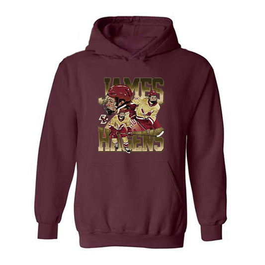 Boston College - NCAA Men's Ice Hockey : James Hagens - Player Collage Hooded Sweatshirt-0