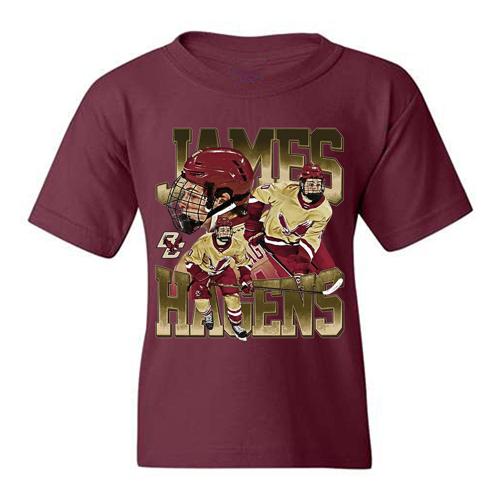 Boston College - NCAA Men's Ice Hockey : James Hagens - Player Collage Youth T-Shirt-0
