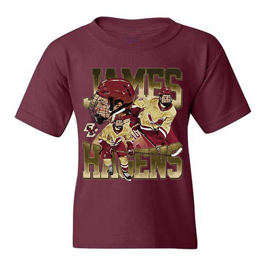 Boston College - NCAA Men's Ice Hockey : James Hagens - Player Collage Youth T-Shirt-0