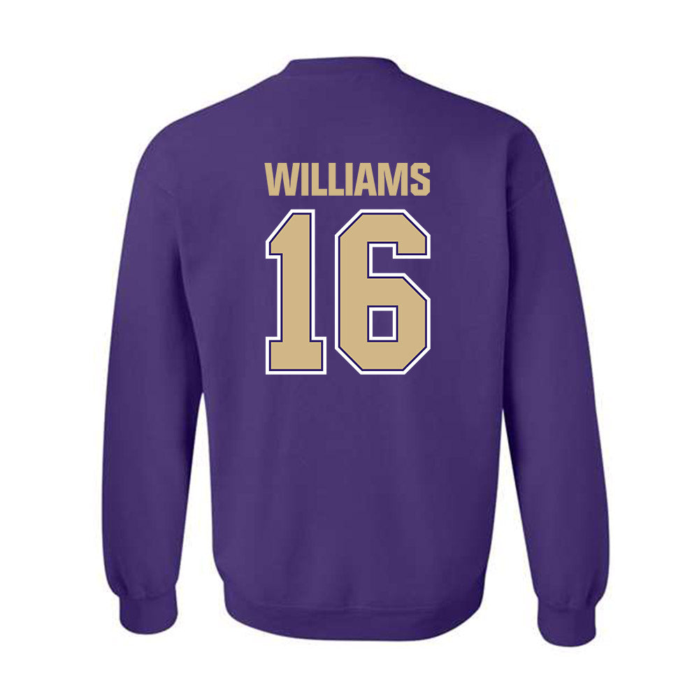 Washington - NCAA Football : Justice Williams - Classic Shersey Crewneck Sweatshirt-1