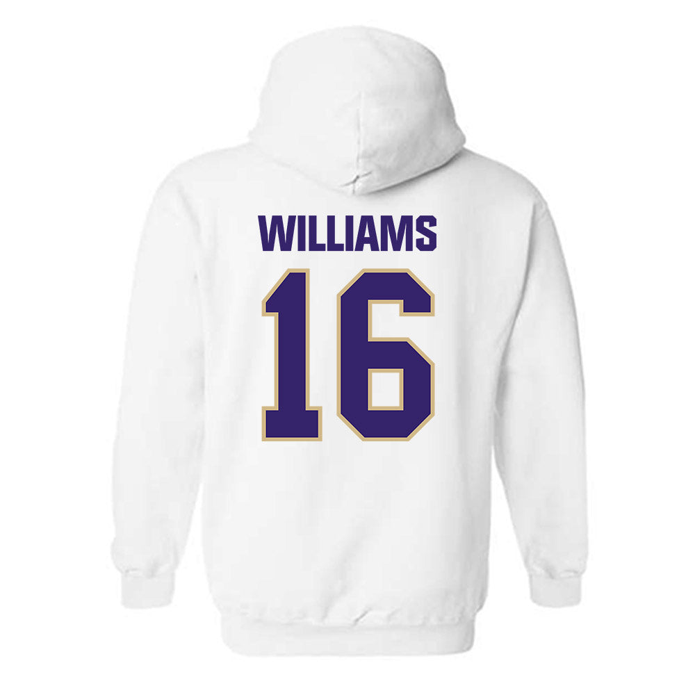 Washington - NCAA Football : Justice Williams - Classic Shersey Hooded Sweatshirt-1