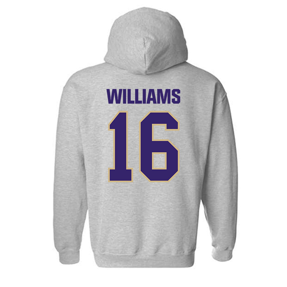 Washington - NCAA Football : Justice Williams - Classic Shersey Hooded Sweatshirt-1