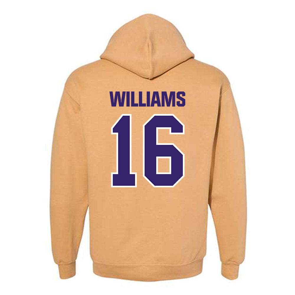 Washington - NCAA Football : Justice Williams - Classic Shersey Hooded Sweatshirt-1