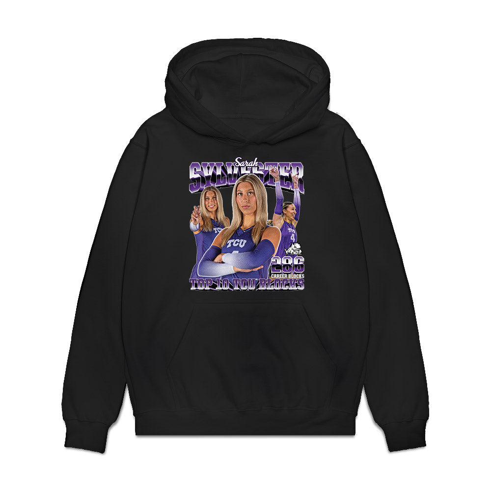 TCU - NCAA Women's Volleyball : Sarah Sylvester - Premium Hooded Sweatshirt-0