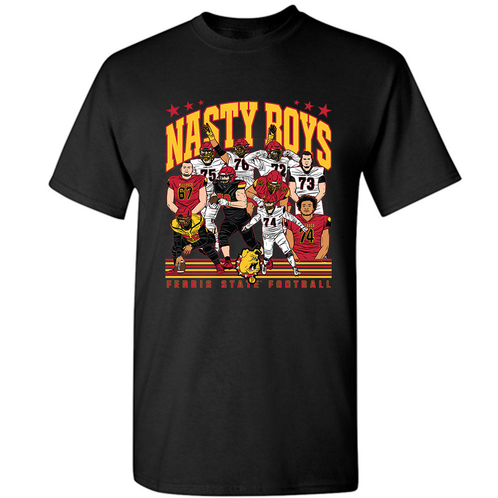 Ferris State - NCAA Football : - Nasty Boys Team Caricature T-Shirt-0