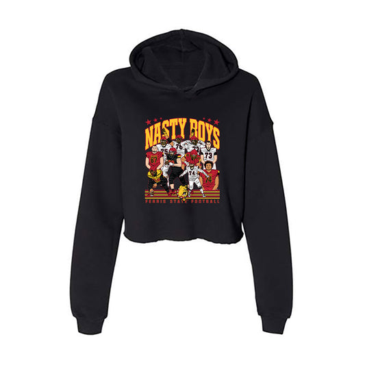 Ferris State - NCAA Football : - Nasty Boys Team Caricature Women's Crop Fleece Hoodie-0