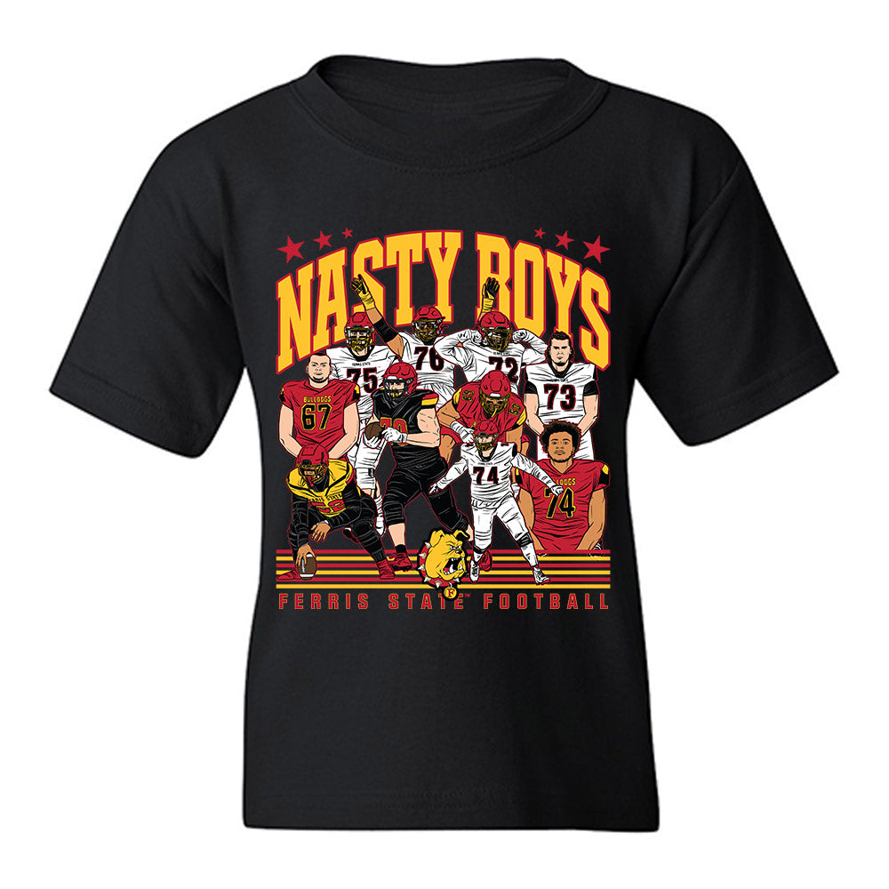 Ferris State - NCAA Football : - Nasty Boys Team Caricature Youth T-Shirt-0