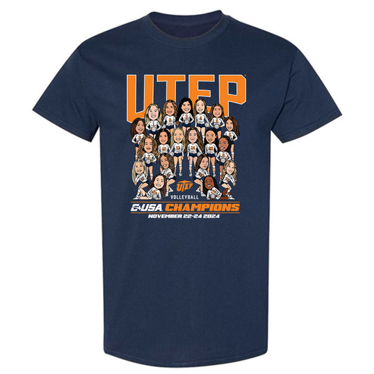 UTEP - NCAA Women's Volleyball : - CUSA Champions Team Caricature T-Shirt-0