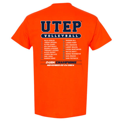 UTEP - NCAA Women's Volleyball : - CUSA Champions Roster Shirt T-Shirt-1