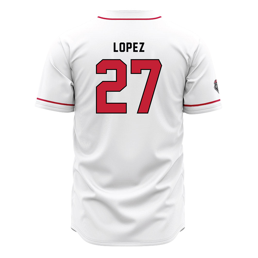 New Mexico - NCAA Baseball : David Lopez - White Jersey-1