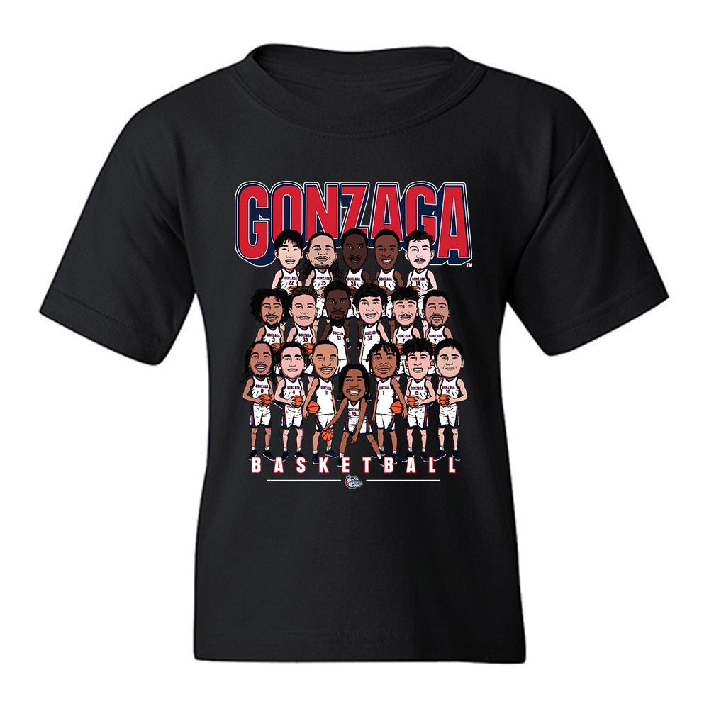 Gonzaga - NCAA Men's Basketball : - Team Caricature Youth T-Shirt-0
