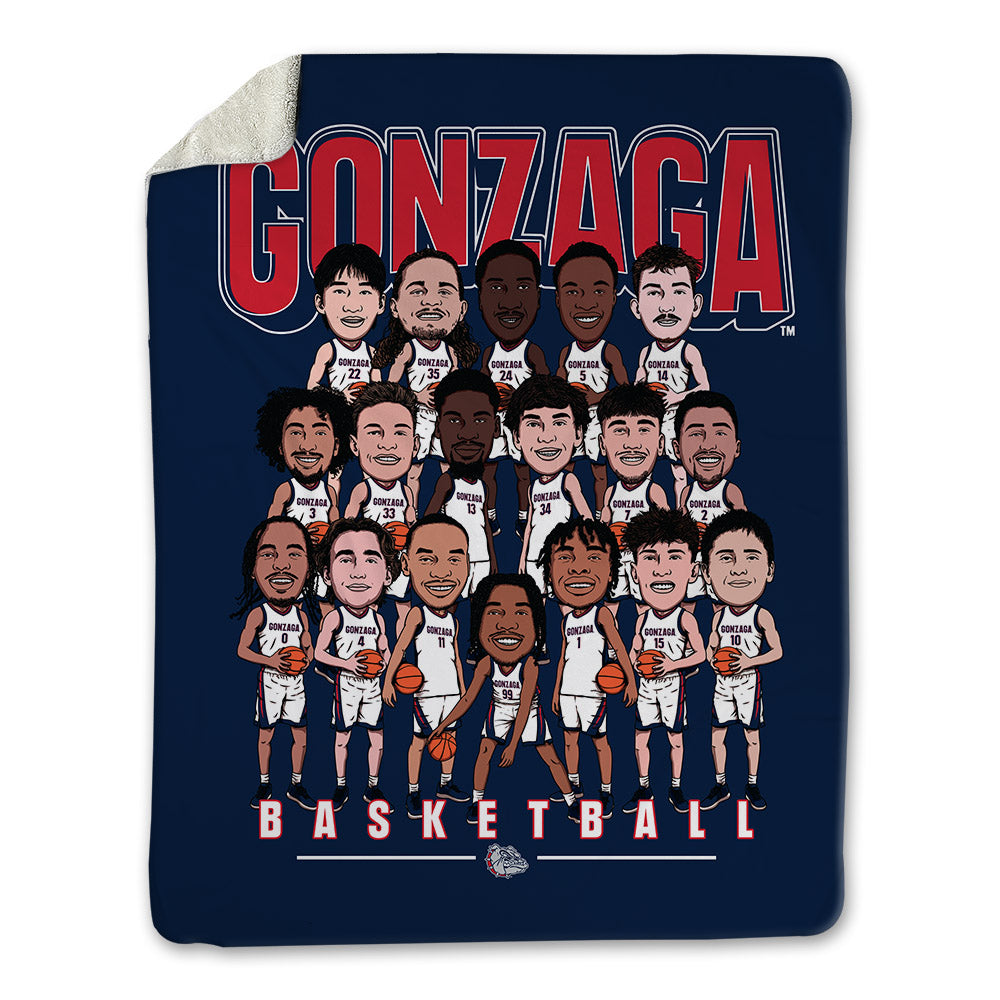 Gonzaga - NCAA Men's Basketball : - Team Caricature Blanket-0