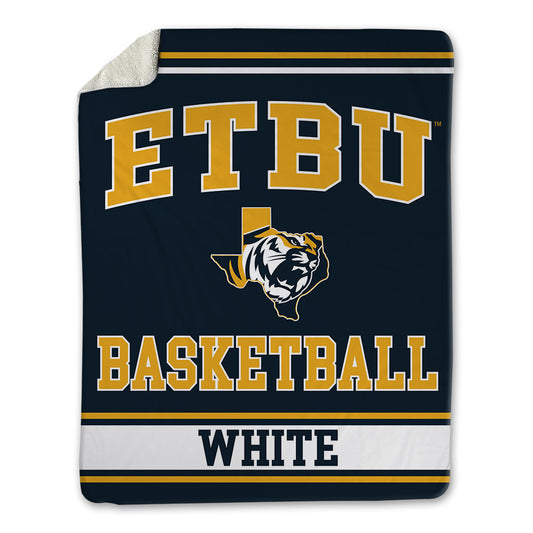 ETBU - NCAA Men's Basketball : Campbell White - Blanket-0