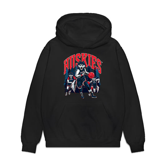 UConn - NCAA Women's Basketball : Azzi Fudd - Ball is Life - Huskies In the Woods Premium Hooded Sweatshirt-0