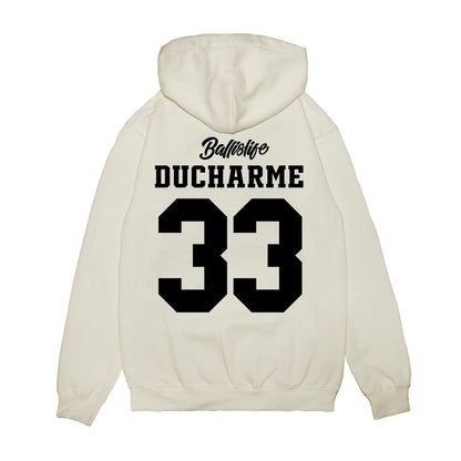 UConn - NCAA Women's Basketball : Caroline Ducharme - Ball is Life - UConn vs USC White Premium Hooded Sweatshirt-1